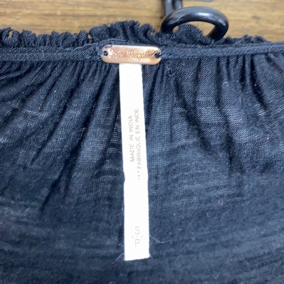 Free People Black Gold Nugget Peasant Top - Picture 9 of 11